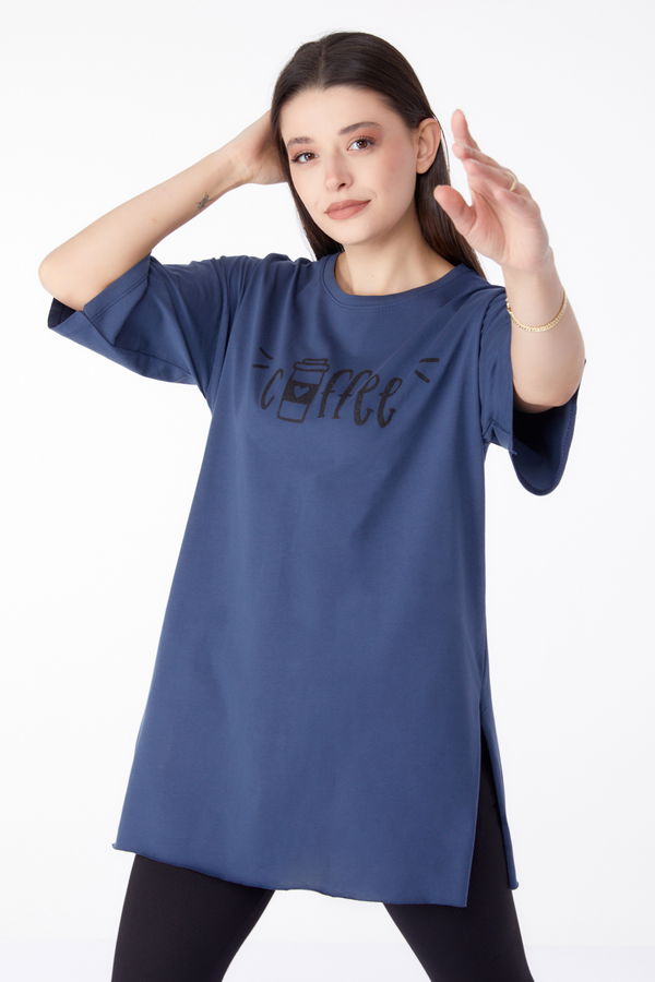 Baskılı T-shirt Lacivert - 25302 LACİVERT