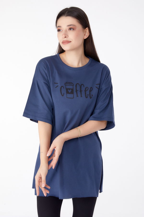 Baskılı T-shirt Lacivert - 25302 LACİVERT