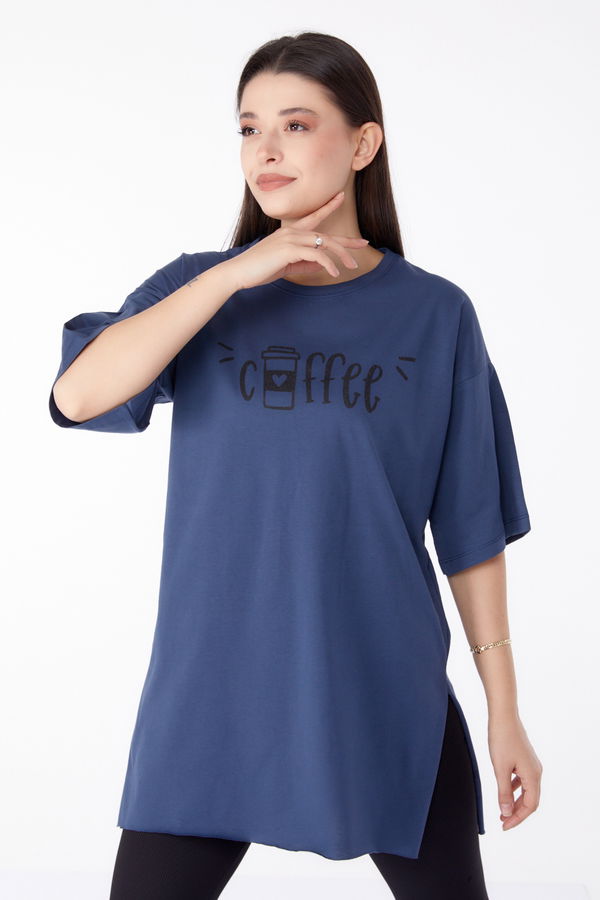 Baskılı T-shirt Lacivert - 25302 LACİVERT