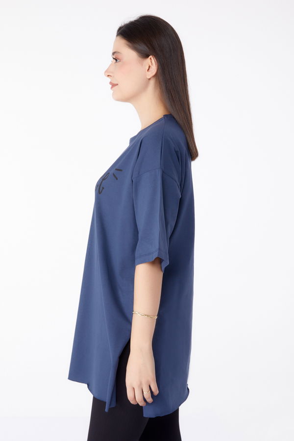 Baskılı T-shirt Lacivert - 25302 LACİVERT