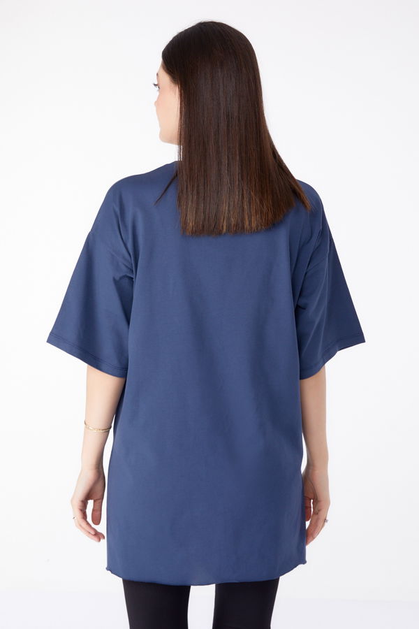 Baskılı T-shirt Lacivert - 25302 LACİVERT