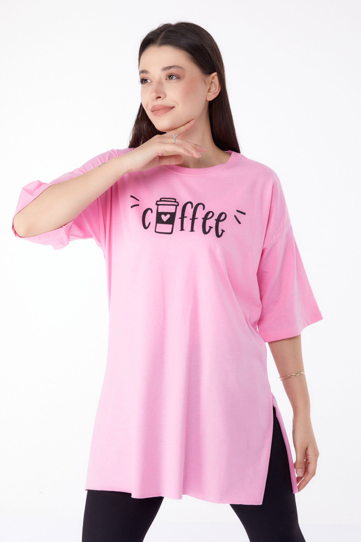 Baskılı T-shirt Pembe - 25302
