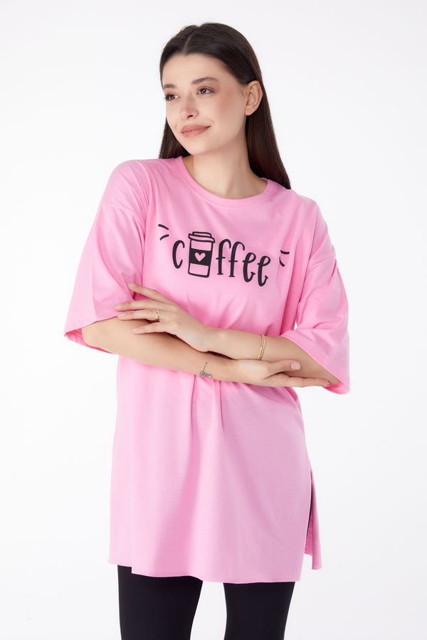 Baskılı T-shirt Pembe - 25302