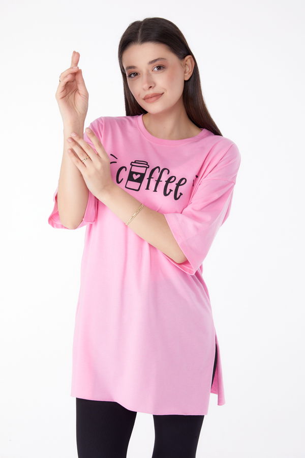 Baskılı T-shirt Pembe - 25302