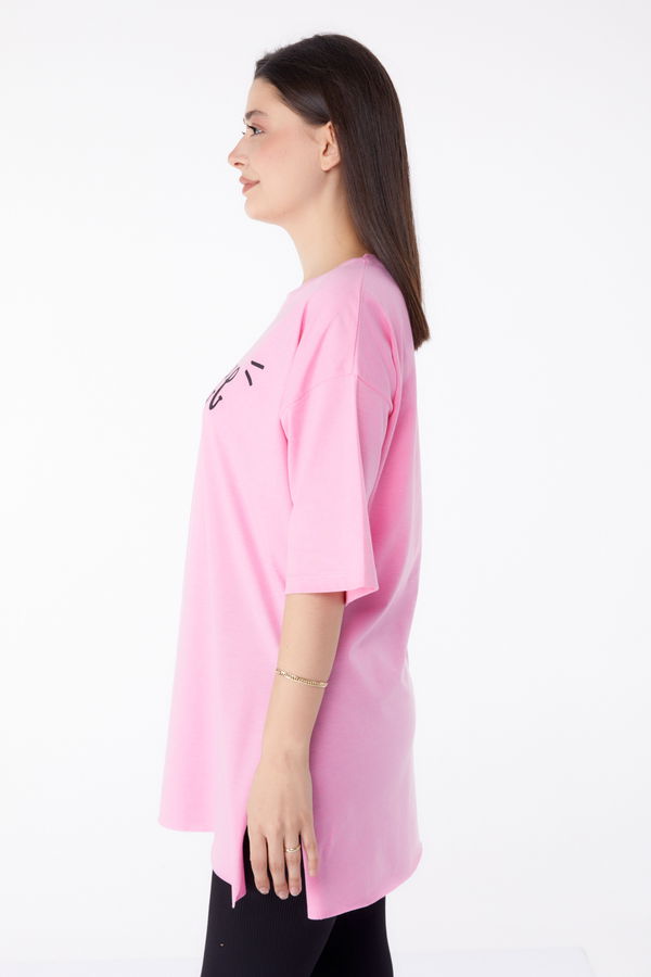 Baskılı T-shirt Pembe - 25302