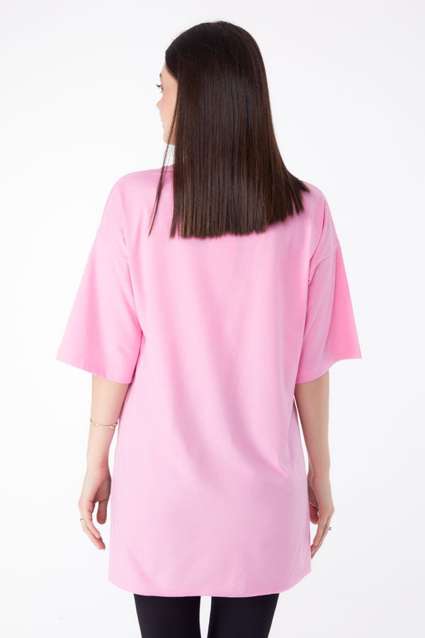 Baskılı T-shirt Pembe - 25302