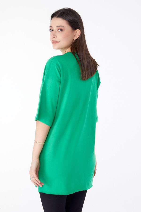 Baskılı T-shirt Yeşil - 25302 YEŞİL
