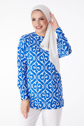 Desenli Tunik Mavi - 25320
