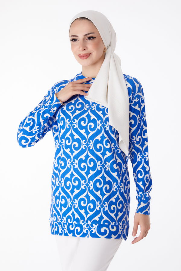 Desenli Tunik Mavi - 25320 MAVİ