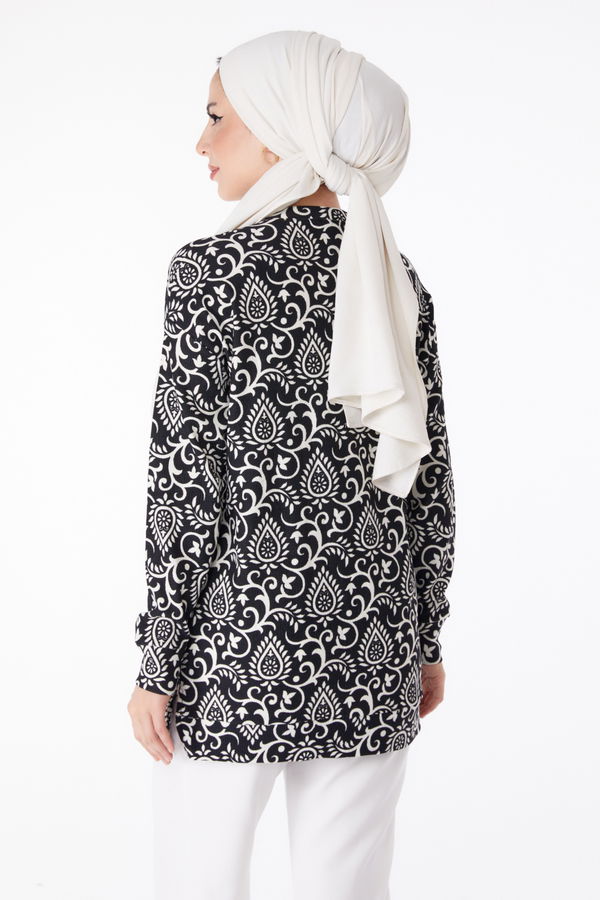 Desenli Tunik Siyah - 25321