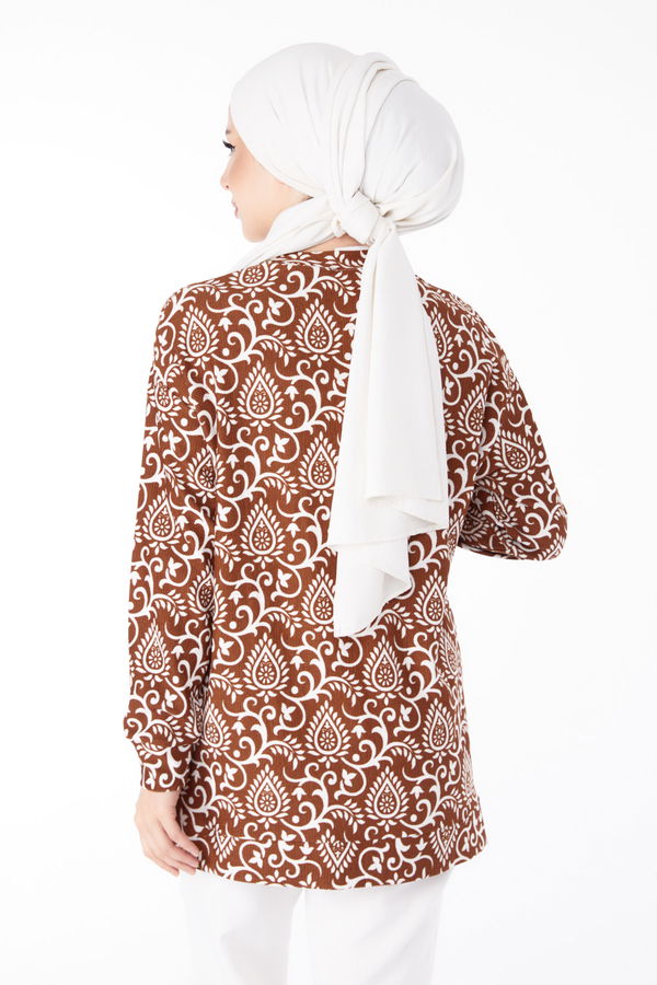 Desenli Tunik Kahverengi - 25321