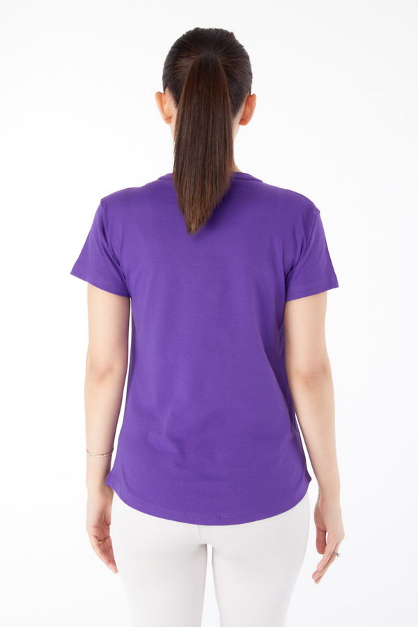 V Yaka T-shirt Mor - 25326