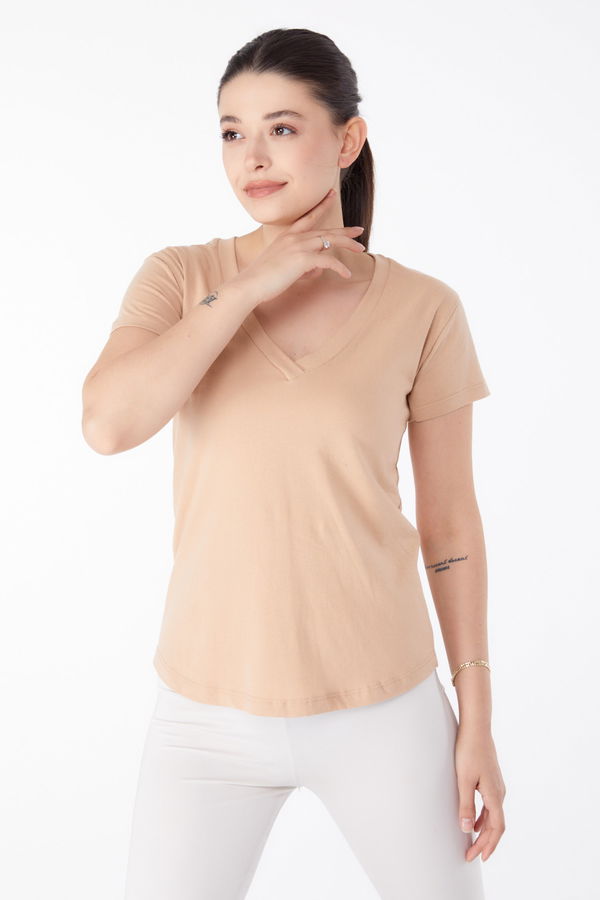 V Yaka T-shirt Vizon - 25326
