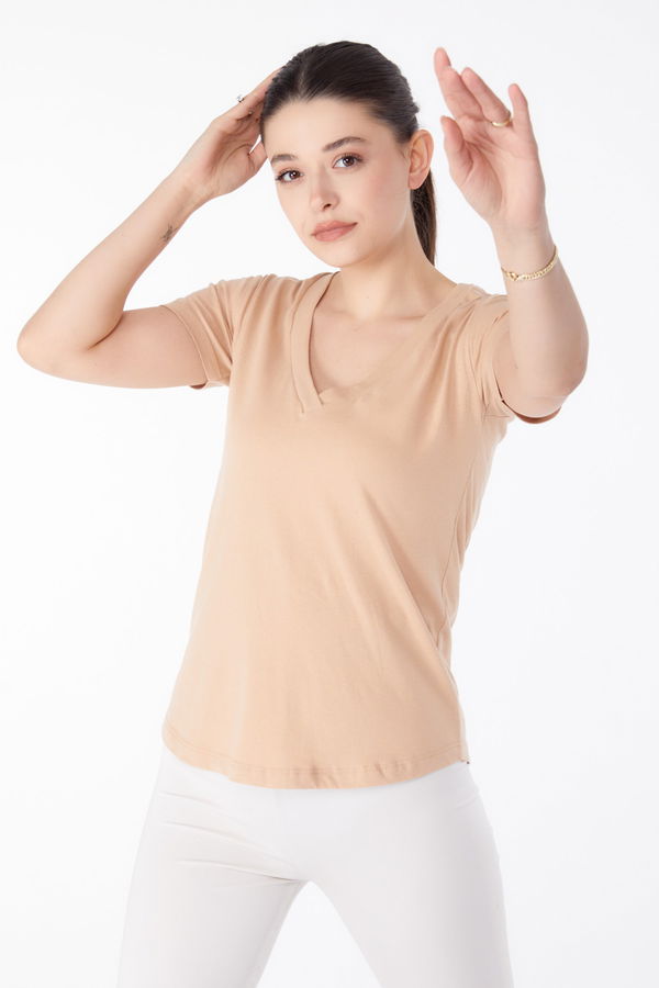 V Yaka T-shirt Vizon - 25326