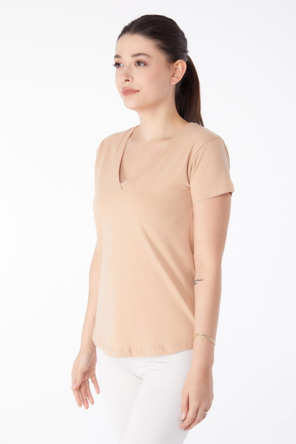 V Yaka T-shirt Vizon - 25326