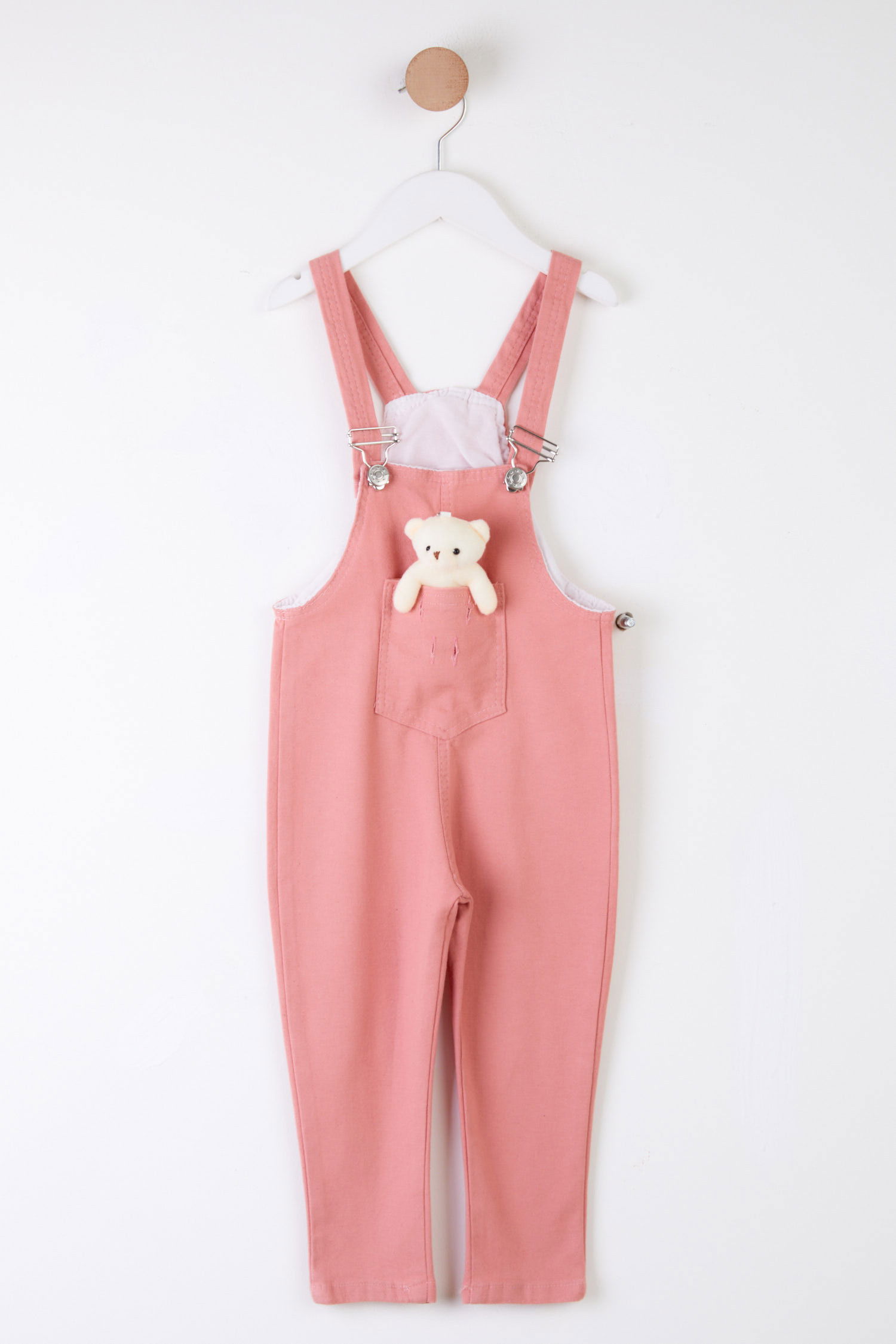 Kız Çocuk Pembe Ayıcıklı Salopet - 25358 PEMBE