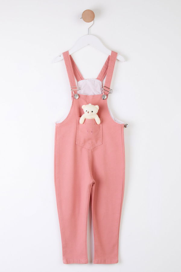 Kız Çocuk Pembe Ayıcıklı Salopet - 25358 PEMBE