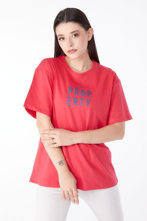 Baskılı T-shirt Fuşya - 25375