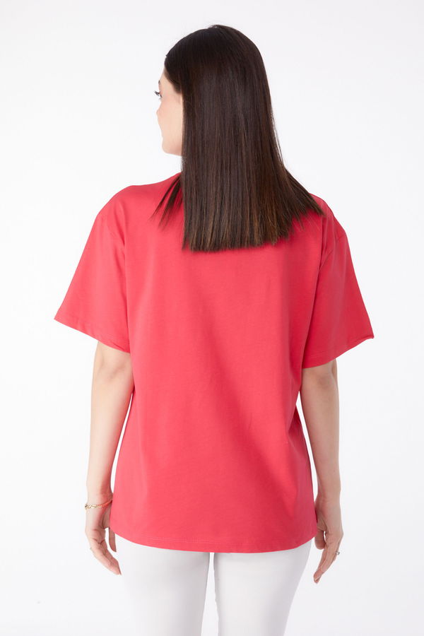 Baskılı T-shirt Fuşya - 25375