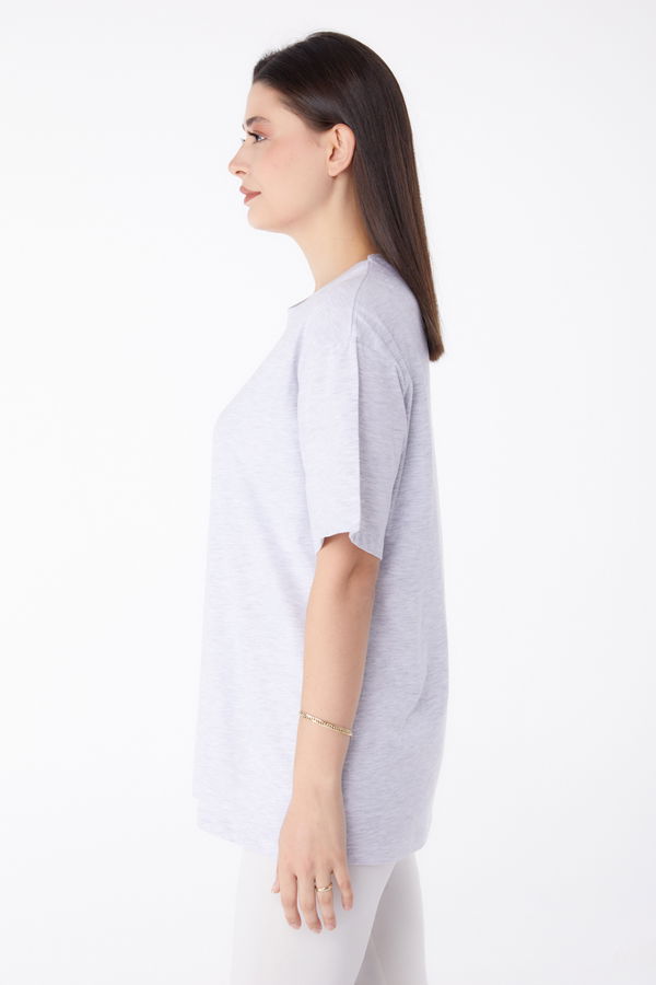 Baskılı T-shirt Gri - 25375