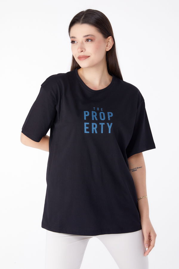 Baskılı T-shirt Siyah - 25375 SİYAH
