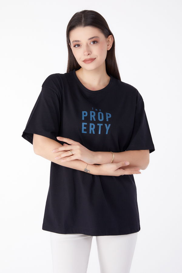 Baskılı T-shirt Siyah - 25375 SİYAH