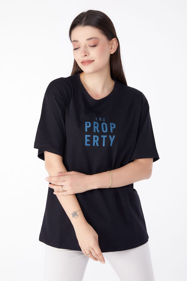 Baskılı T-shirt Siyah - 25375 SİYAH