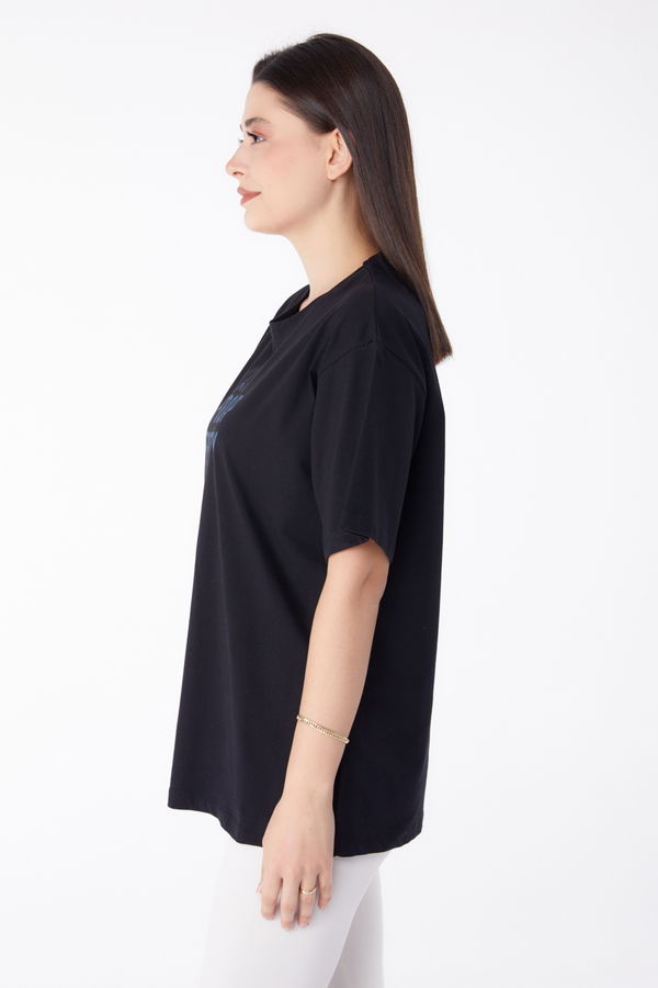 Baskılı T-shirt Siyah - 25375 SİYAH