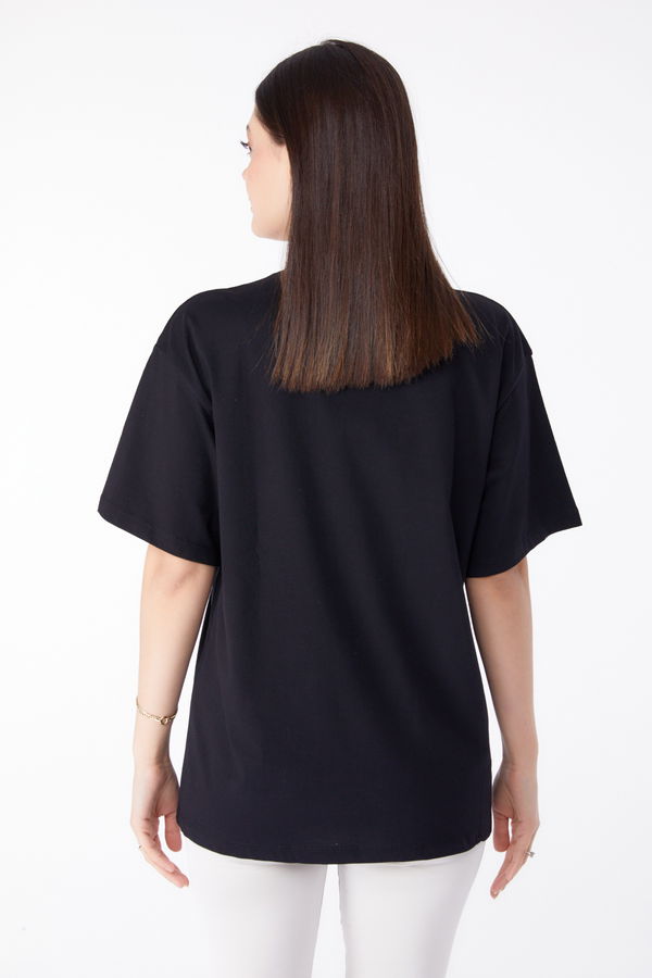 Baskılı T-shirt Siyah - 25375 SİYAH