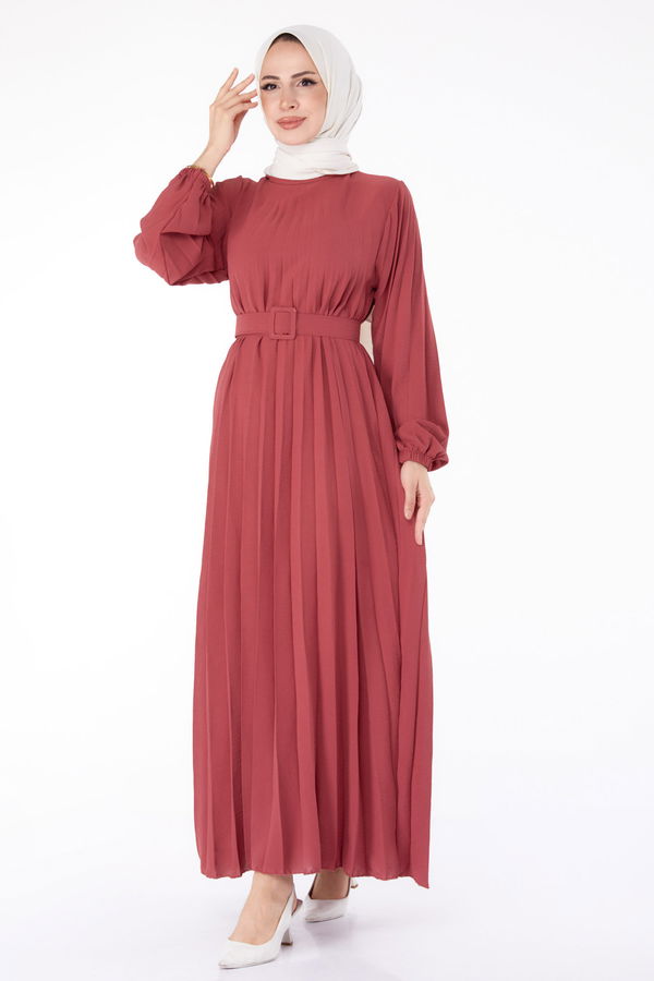 Piliseli Tesettür Elbise Pembe - 25381 PEMBE