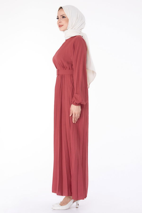 Piliseli Tesettür Elbise Pembe - 25381 PEMBE