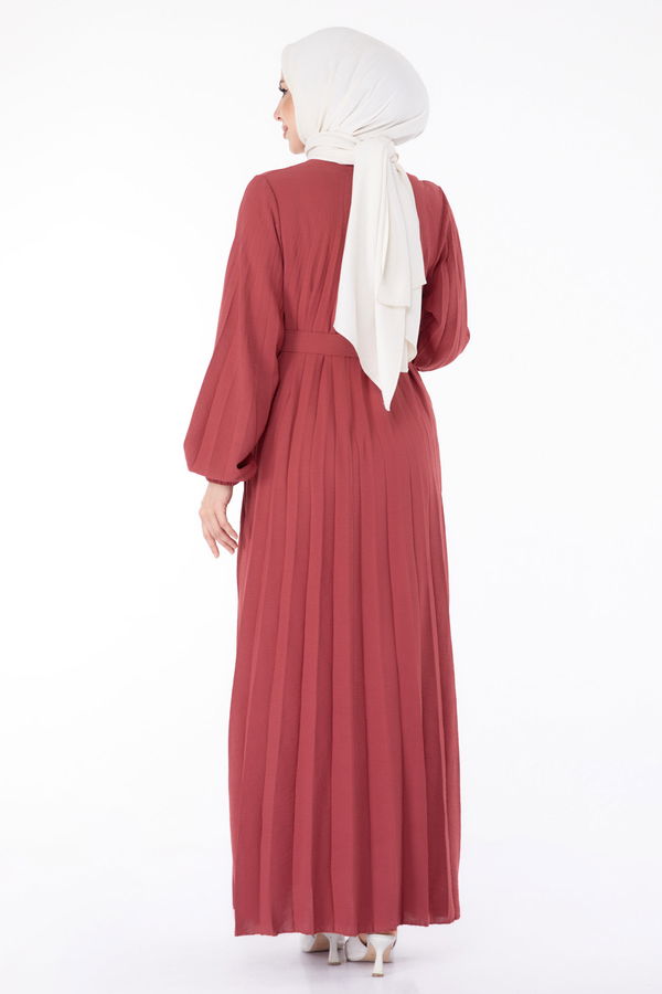 Piliseli Tesettür Elbise Pembe - 25381 PEMBE