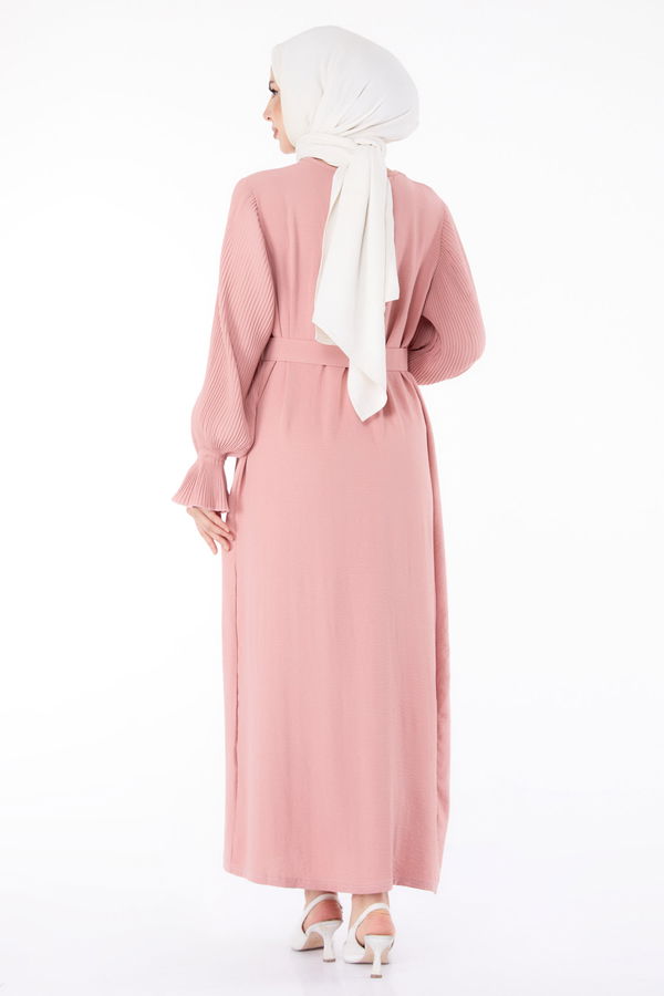 Kolu Piliseli Elbise Pembe - 25385 PEMBE