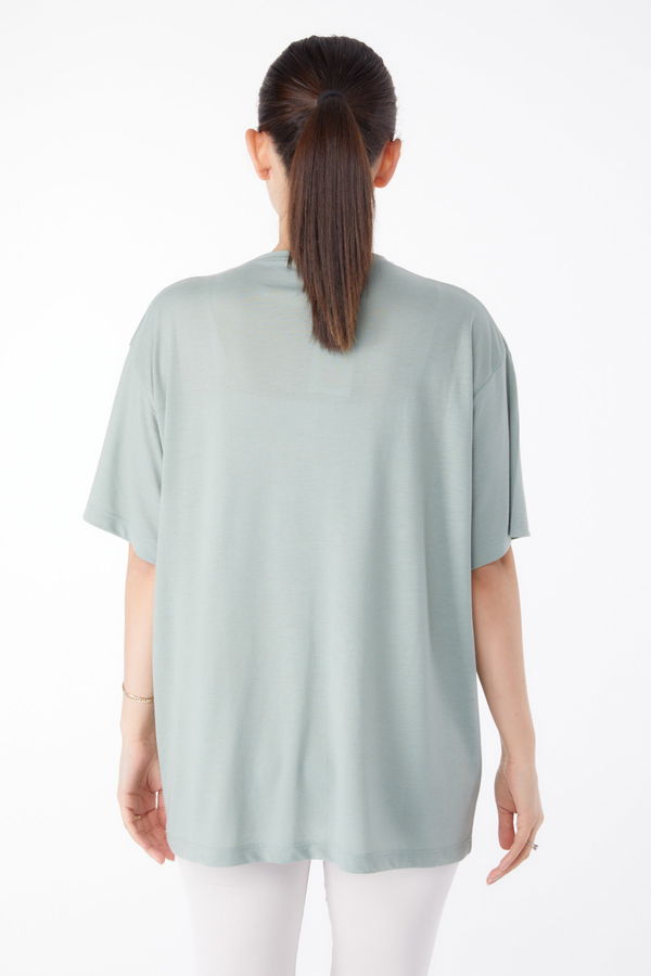 Baskılı Kısa Kollu T-Shirt Yeşil - 25386 YEŞİL