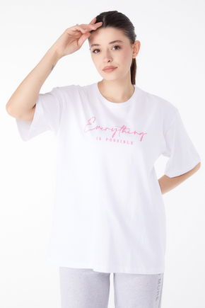 Baskılı Kısa Kollu T-Shirt Beyaz - 25387