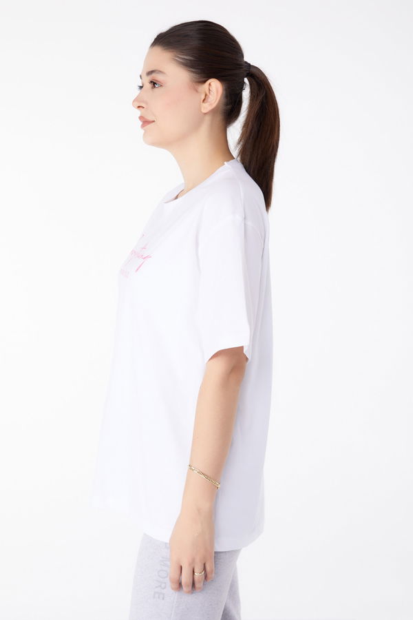 Baskılı Kısa Kollu T-Shirt Beyaz - 25387
