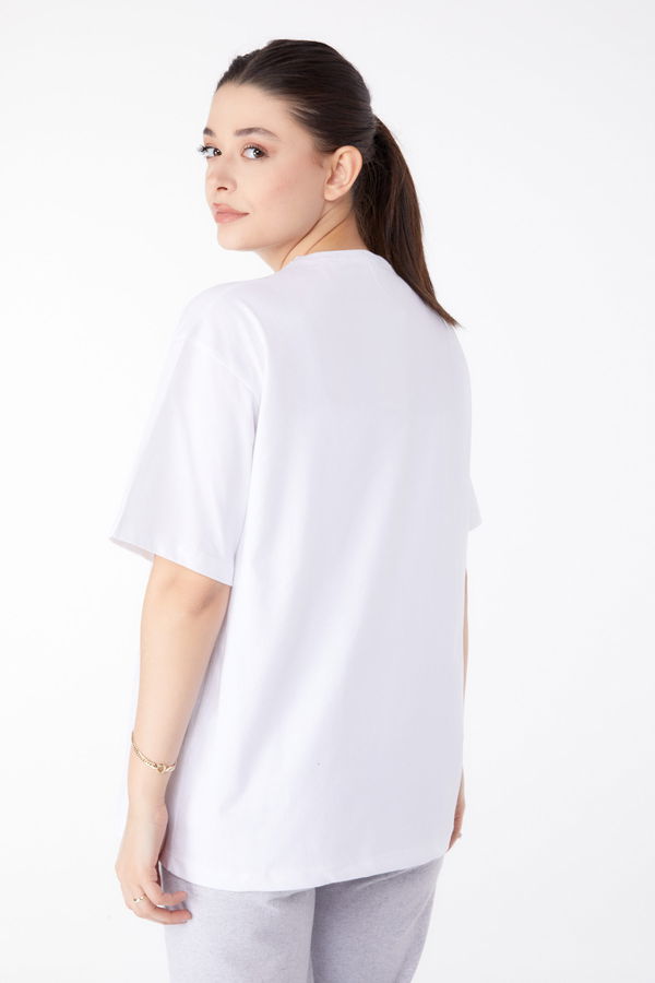 Baskılı Kısa Kollu T-Shirt Beyaz - 25387
