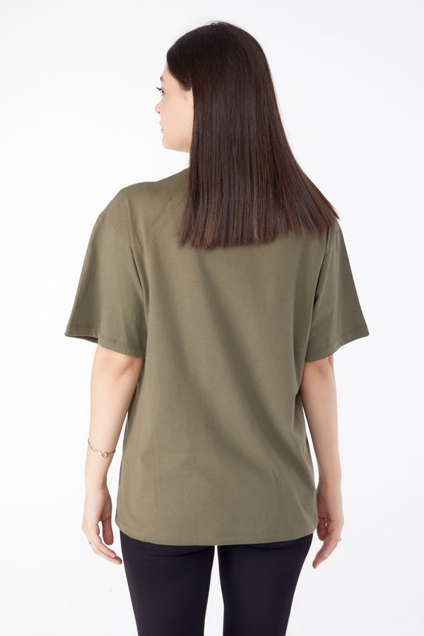 Baskılı Kısa Kollu T-Shirt Haki - 25390