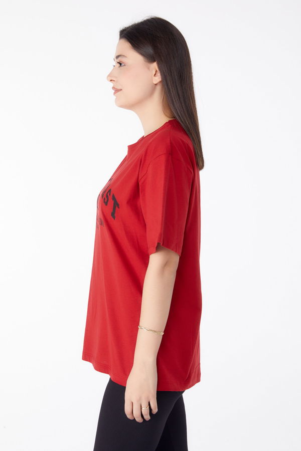 Baskılı Kısa Kollu T-Shirt Kırmızı - 25391