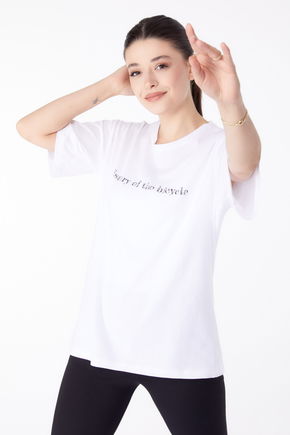 Baskılı Kısa Kollu T-Shirt Beyaz - 25394