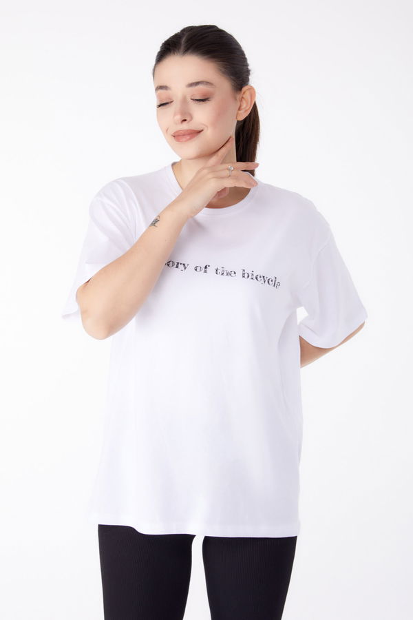 Baskılı Kısa Kollu T-Shirt Beyaz - 25394