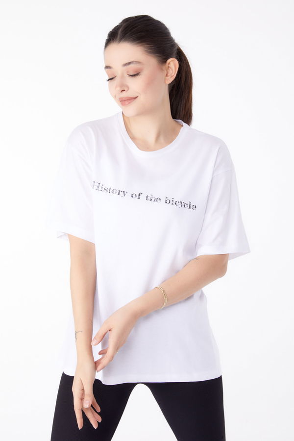 Baskılı Kısa Kollu T-Shirt Beyaz - 25394