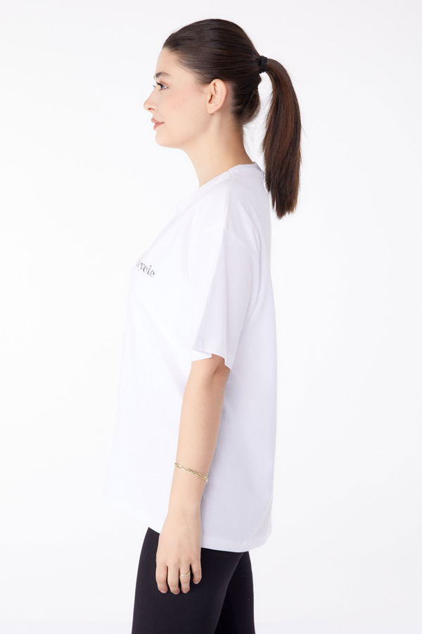 Baskılı Kısa Kollu T-Shirt Beyaz - 25394