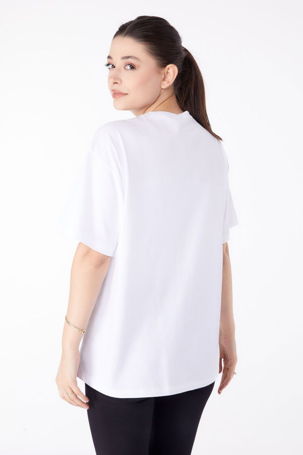 Baskılı Kısa Kollu T-Shirt Beyaz - 25394