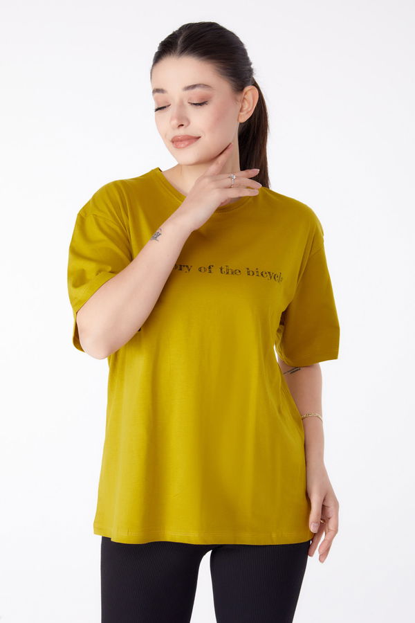 Baskılı Kısa Kollu T-Shirt Yeşil - 25394