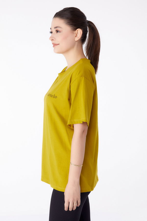 Baskılı Kısa Kollu T-Shirt Yeşil - 25394
