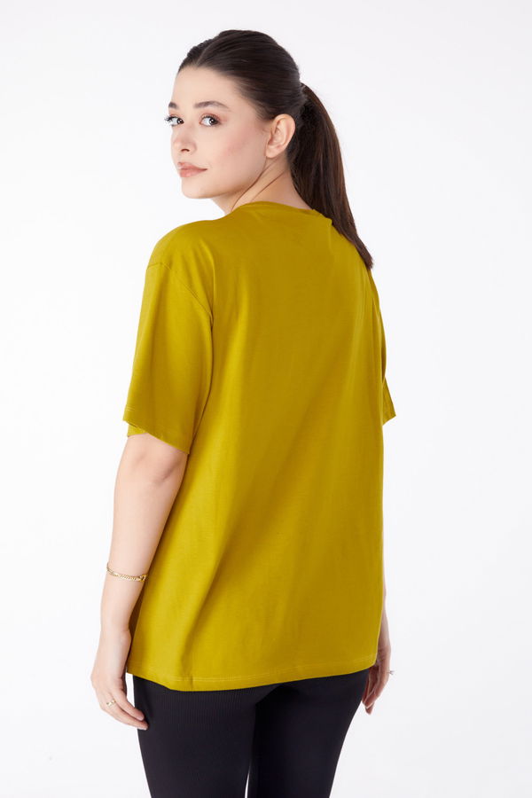 Baskılı Kısa Kollu T-Shirt Yeşil - 25394