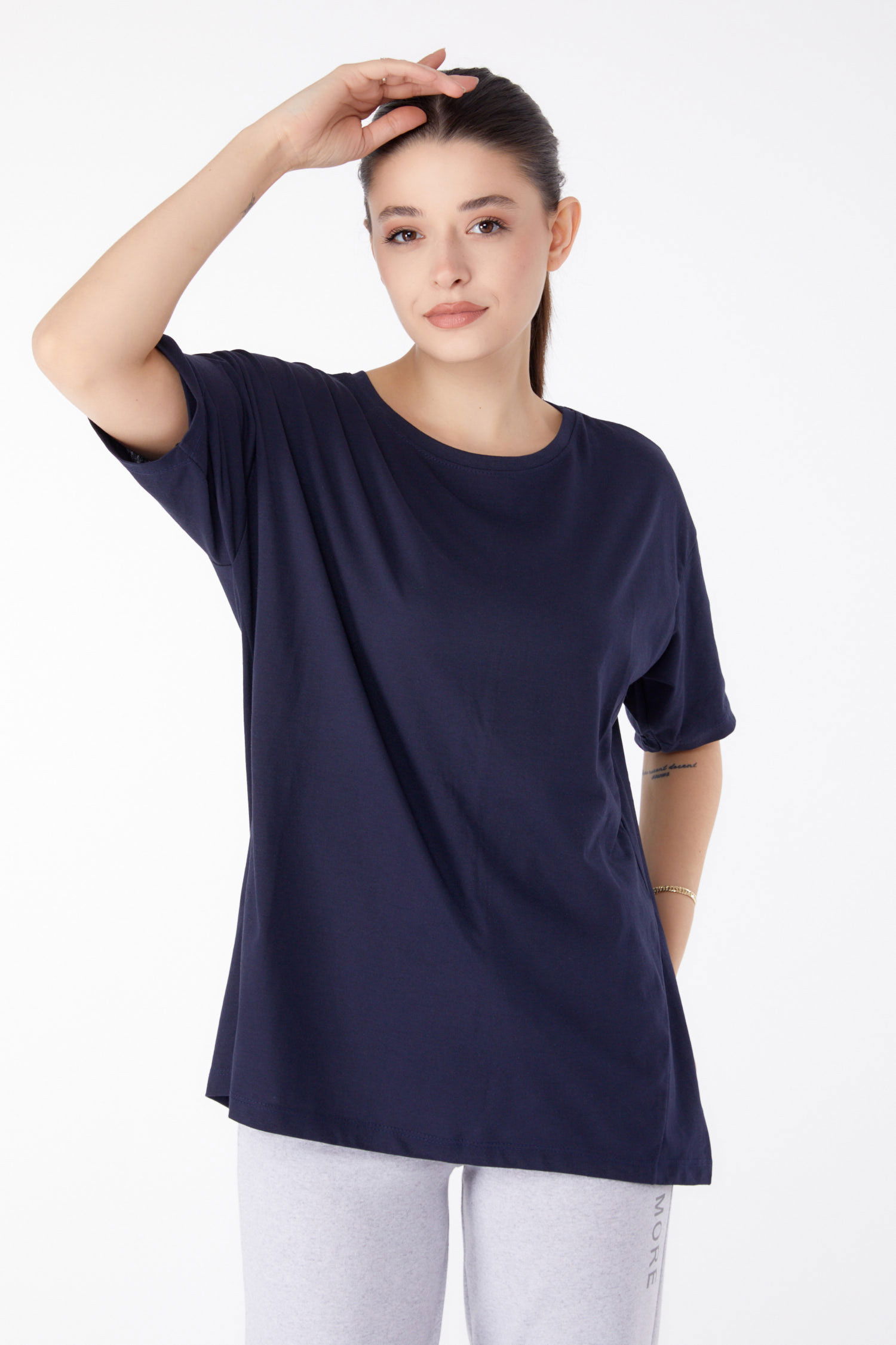 Kısa Kollu T-Shirt Lacivert - 25398