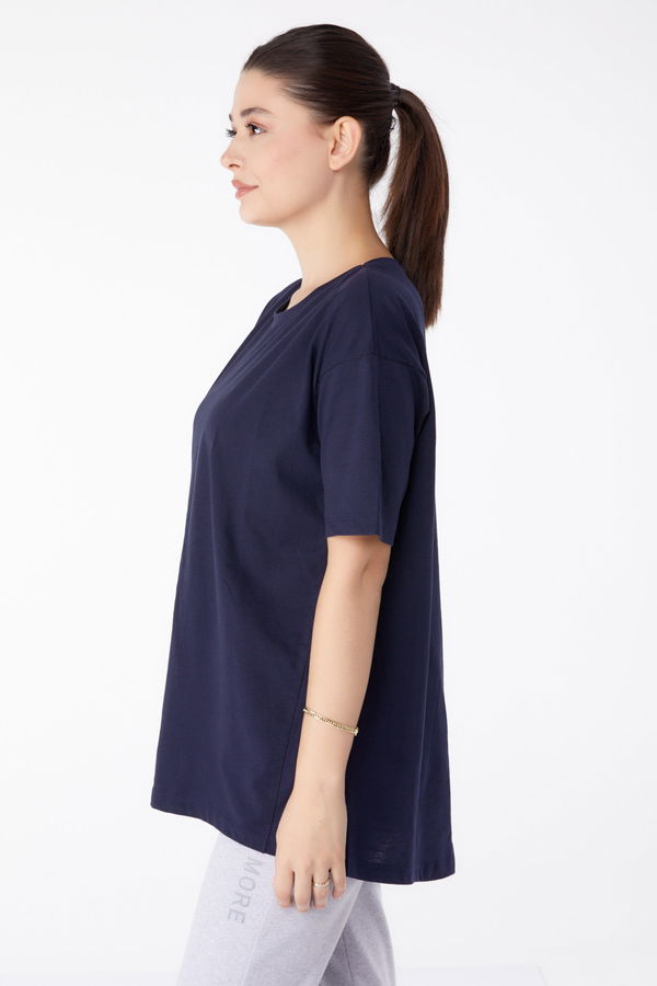 Kısa Kollu T-Shirt Lacivert - 25398