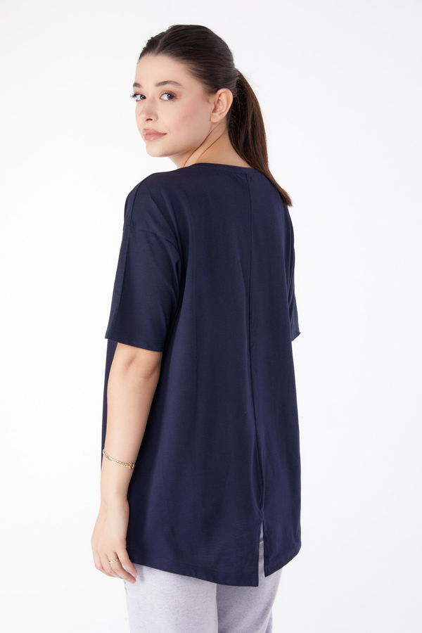 Kısa Kollu T-Shirt Lacivert - 25398